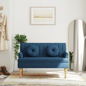 vidaXL Lavička s vankúšmi modrá 113x64,5x75,5 cm látka