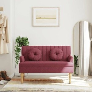 vidaXL Lavička s vankúšmi vínovo červená 113x64,5x75,5 cm látka