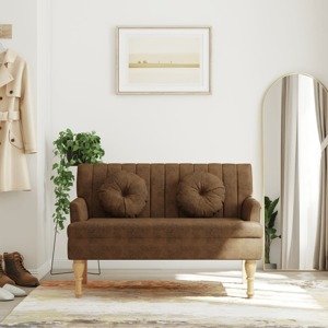 vidaXL Lavička s vankúšmi hnedá 113x64,5x75,5 cm umelá semišová koža