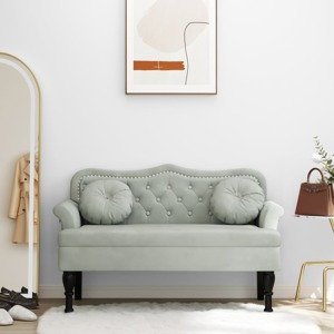 vidaXL Lavica s vankúšmi svetlosivá 120,5x65x75 cm zamat