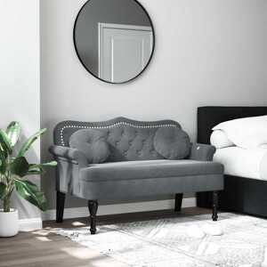vidaXL Lavica s vankúšmi tmavosivá 120,5x65x75 cm zamat