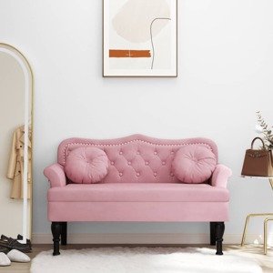 vidaXL Lavica s vankúšmi ružová 120,5x65x75 cm zamat