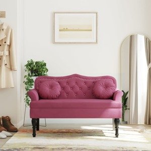 vidaXL Lavica s vankúšmi vínovo červená 120,5x65x75 cm zamat