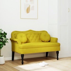 vidaXL Lavica s vankúšmi žltá 120,5x65x75 cm zamat