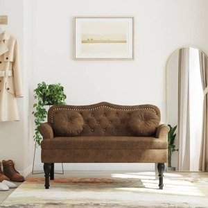 vidaXL Lavica s vankúšmi hnedá 120,5x65x75 cm umelá semišová koža