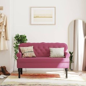 vidaXL Lavička s operadlom vínovo červená 119,5x64,5x75 cm zamat
