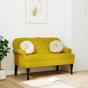 vidaXL Lavička s operadlom žltá 119,5x64,5x75 cm zamat