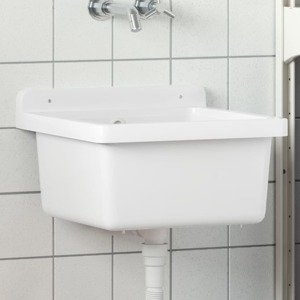 vidaXL Umývadlo na montáž na stenu biele 40x40x24 cm živica