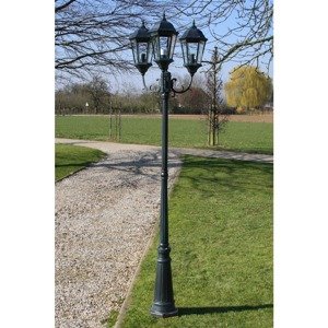 vidaXL Záhradné trojramenné stĺpové svietidlo Brighton tmavo zelené/čierne, 230 cm