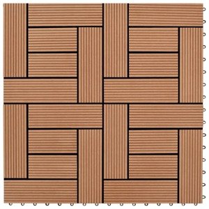 vidaXL Hnedá palubovka, 11 ks, 30 x 30 cm WPC, 1 m2