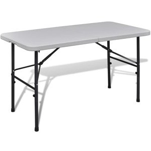 vidaXL Skladací záhradný stôl 122 cm, HDPE, biely