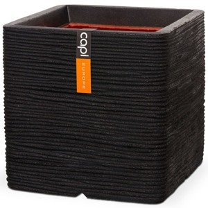 Capi Kvetináč Nature Rib čierny 40x40 cm štvorcový KBLR903