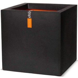 Capi Kvetináč Urban Smooth čierny 30x30x30 cm štvorcový KBL902