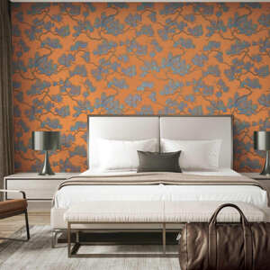 DUTCH WALLCOVERINGS Tapeta borovica modrá a oranžová