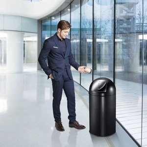 EKO Odpadkový kôš s vekom a klapkou 40 l, matný čierny