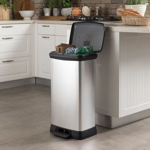 Curver Dvojitý pedálový kôš Deco 23 l + 23 l strieborný