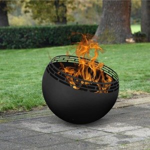 Esschert Design Ohnisko guľaté pruhované čierne
