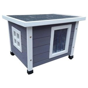 @Pet Vonkajší domček pre mačky 57x45x43 cm, drevo, sivo biely