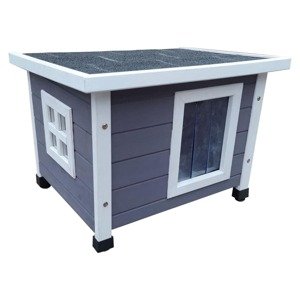 @Pet Vonkajší domček pre mačky XL 68,5x54x51,5 cm, drevo, sivo biely
