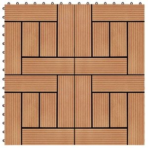 vidaXL Podlahové dlaždice z WPC 11 ks 30x30 cm 1 m2 farba teaku