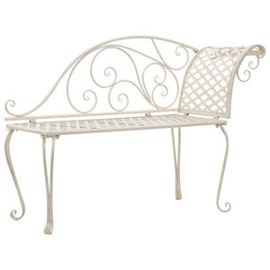 vidaXL Záhradná leňoška 128 cm, kov, starožitná, biela