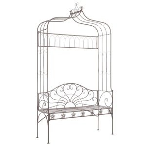 vidaXL Záhradná lavička 122 cm, železo, starožitná, hnedá