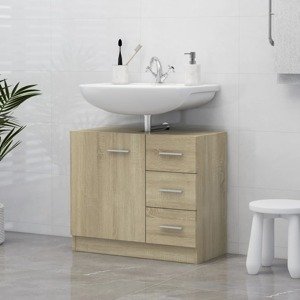 vidaXL Skrinka pod umývadlo, dub sonoma 63x30x54 cm, kompozitné drevo