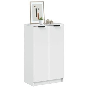 vidaXL Botník lesklý biely 59x35x100 cm spracované drevo