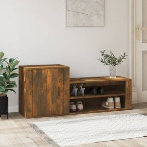 vidaXL Botník dymový dub 130x35x54 cm spracované drevo