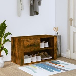 vidaXL Botník dymový dub 80x35x45 cm spracované drevo