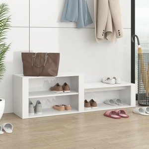 vidaXL Botník lesklý biely 150x35x45 cm spracované drevo