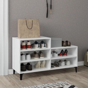 vidaXL Botník lesklý biely 102x36x60 cm spracované drevo