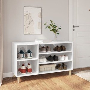vidaXL Botník lesklý biely 102x36x60 cm spracované drevo