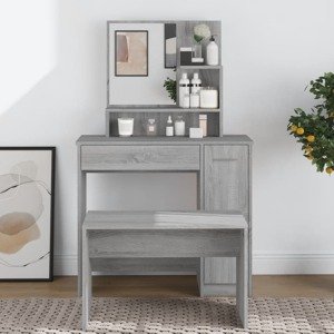 vidaXL Toaletný stolík so zrkadlom sivý dub sonoma 86,5x35x136 cm
