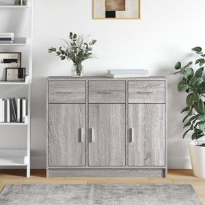 vidaXL Komoda sivý dub sonoma 91x28x75 cm kompozitné drevo
