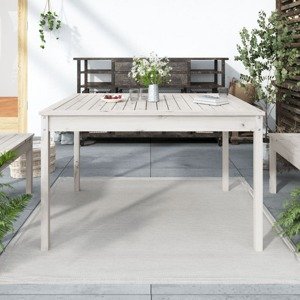 vidaXL Záhradný stolík biely 121x82,5x76 cm borovicový masív