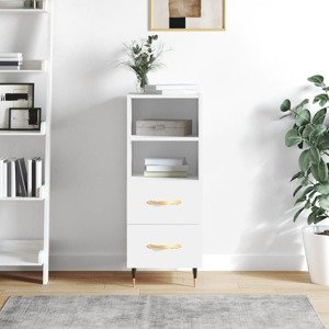 vidaXL Komoda biela 34,5x34x90 cm spracované drevo