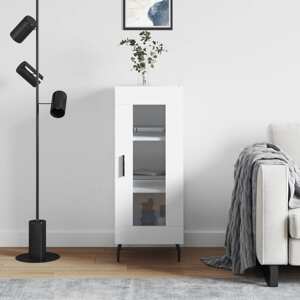 vidaXL Komoda biela 34,5x34x90 cm spracované drevo
