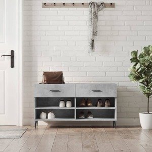 vidaXL Lavička na topánky, betónovo sivá 102x35x55cm, kompozitné drevo