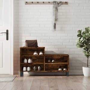 vidaXL Botník dymový dub 102x36x60 cm spracované drevo