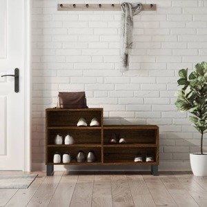vidaXL Botník hnedý dub 102x36x60 cm spracované drevo