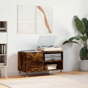 vidaXL Skrinka na platne dymový dub 85x38x48 cm kompozitné drevo