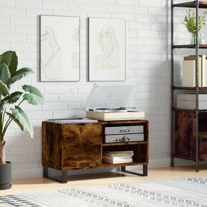 vidaXL Skrinka na platne dymový dub 85x38x48 cm kompozitné drevo