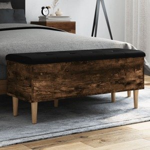 vidaXL Úložná lavička dymový dub 102x42x46 cm kompozitné drevo