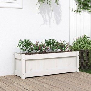 vidaXL Záhradný kvetináč biely 90x31x31 cm borovicový masív