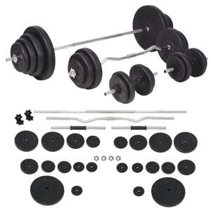 vidaXL Súprava závaží a tyčí barbell a dumbbell, 120 kg