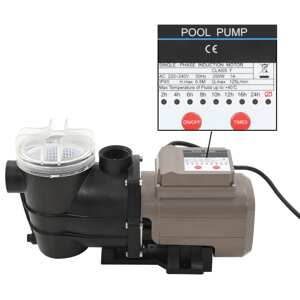 vidaXL Bazénové čerpadlo s časovačom čierne 0,25 hp 8000 l/hod