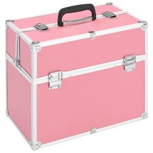 vidaXL Kufrík na make-up ružový 37x24x35 cm hliníkový
