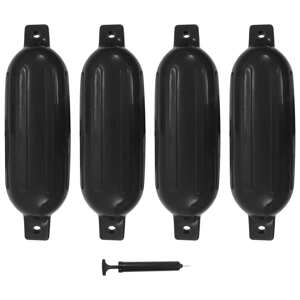 vidaXL Lodný nárazník 4 ks, čierny 58,5x16,5 cm, PVC