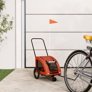 vidaXL Cyklovozík pre zvieratá, oranžovo sivý, oxfordská látka, železo